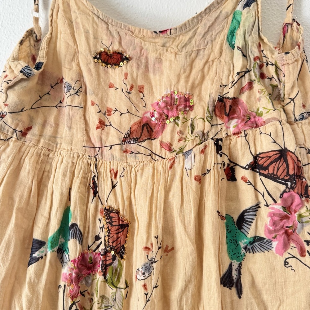Z&L Europe Boho Cotton Maxi Dress with embroidered & beaded birds & butterflies - Picture 3 of 10